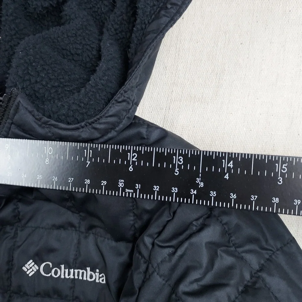 Columbia Youth Medium Black Hooded Puffer Jacket Fleece Lined Full Zip Winter